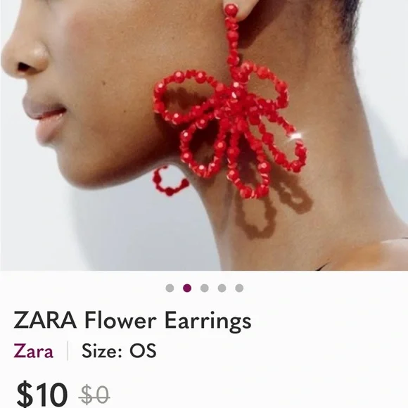 In Search of (ISO) Zara Red Flower Beaded Drop Earrings NOT SELLING - Picture 1 of 1